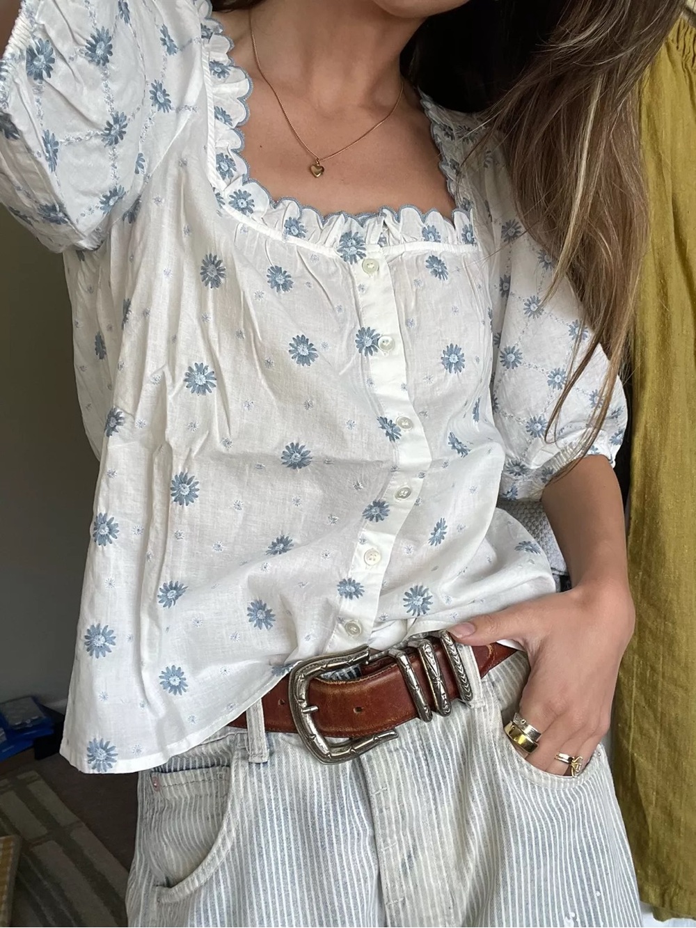 Sezane Embroidered Peasant Blouse - Picture 3 of 8